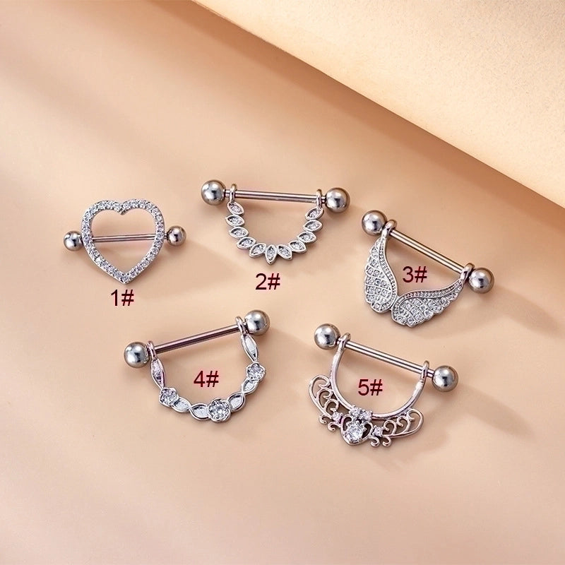 1 Piece Nipple Rings & Studs Fashion Heart Shape Wings 316L Stainless Steel  Copper Plating Zircon