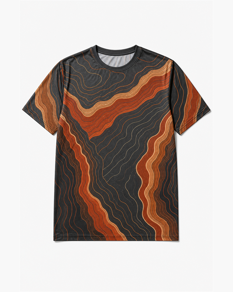 Big & Tall Canyon Wave Digital Print T-Shirt and Shorts Set