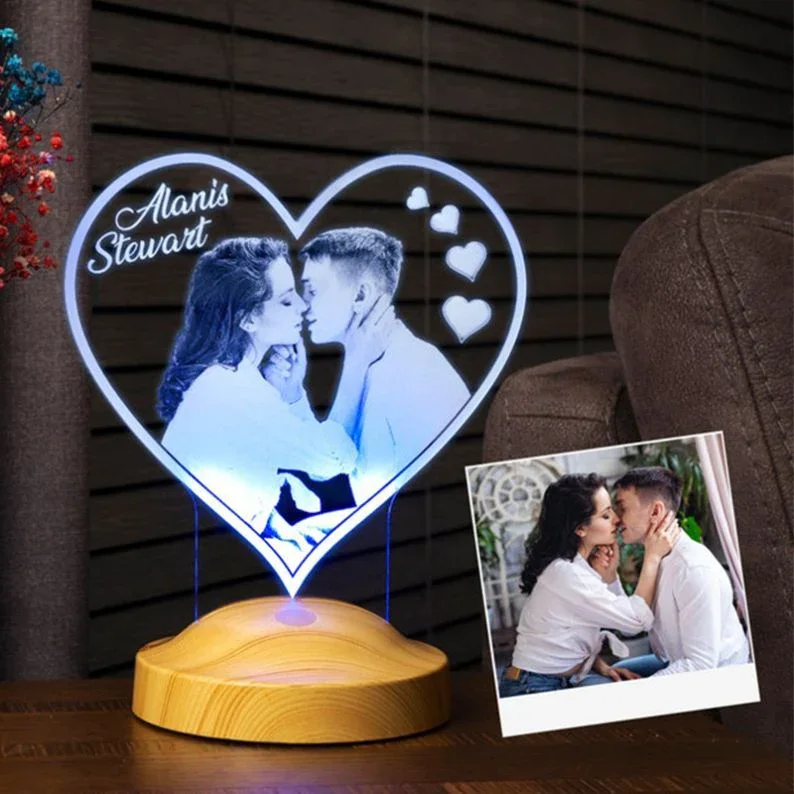 Valentin's Day Gift For Her or Him,Engraved Custom Photo Night Light
