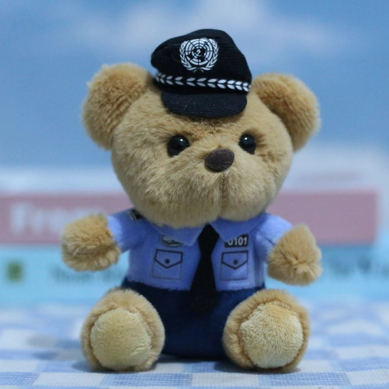Cute Cute Traffic Police Bear Pendant Plush Toy Police Fire Fighting Doll Bag Hanging Doll Keychain Doll