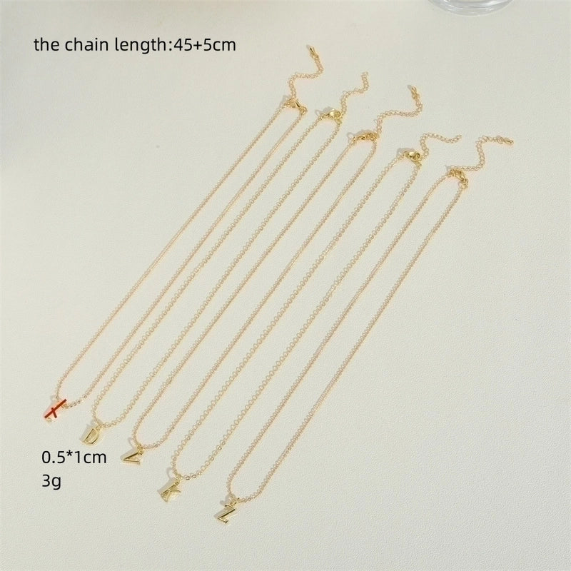 Copper 14K Gold Plated Minimalist Letter Copper Pendant Necklace