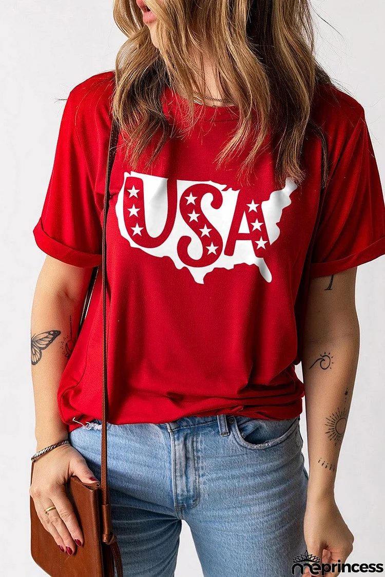 USA Graphic Round Neck T-Shirt