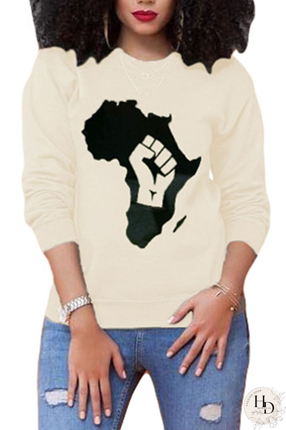 Apricot O Neck Print Polyester Print Long Sleeve Outerwear