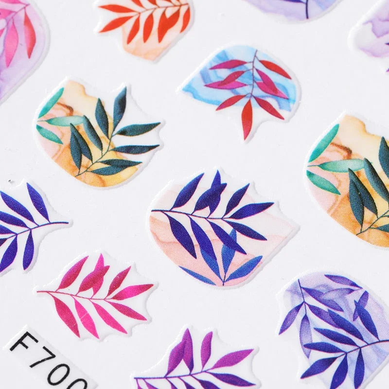 1 Pc 3D Nail Sticker Flower Leaves Slider Transfer Nail Stickers For Manicures Nail Art DIY Transfer Sticker Nail Art Decoration