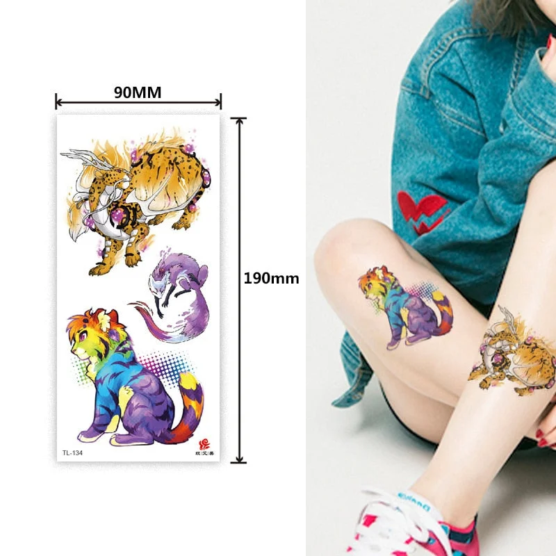 Animal and plant totem flower butterfly bird fox body arm waterproof men and women healthy natural temporary tattoo stickers