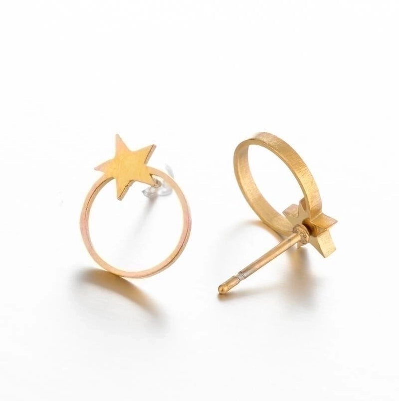 Minimalist Geometric 304 Stainless Steel No Inlaid 18K Gold Plated Ear Studs