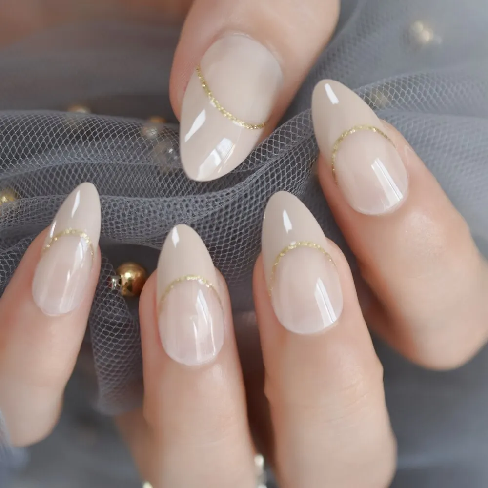 Beige Gradient French Manicure Tips Gorgeous and Classy Natural Fake Nails Faded Nails Designed-Nail Inspo