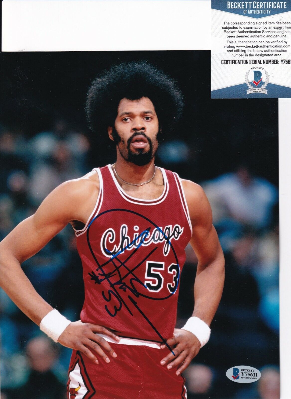 ARTIS GILMORE signed (CHICAGO BULLS) Basketball 8X10 Photo Poster painting BECKETT BAS Y75611