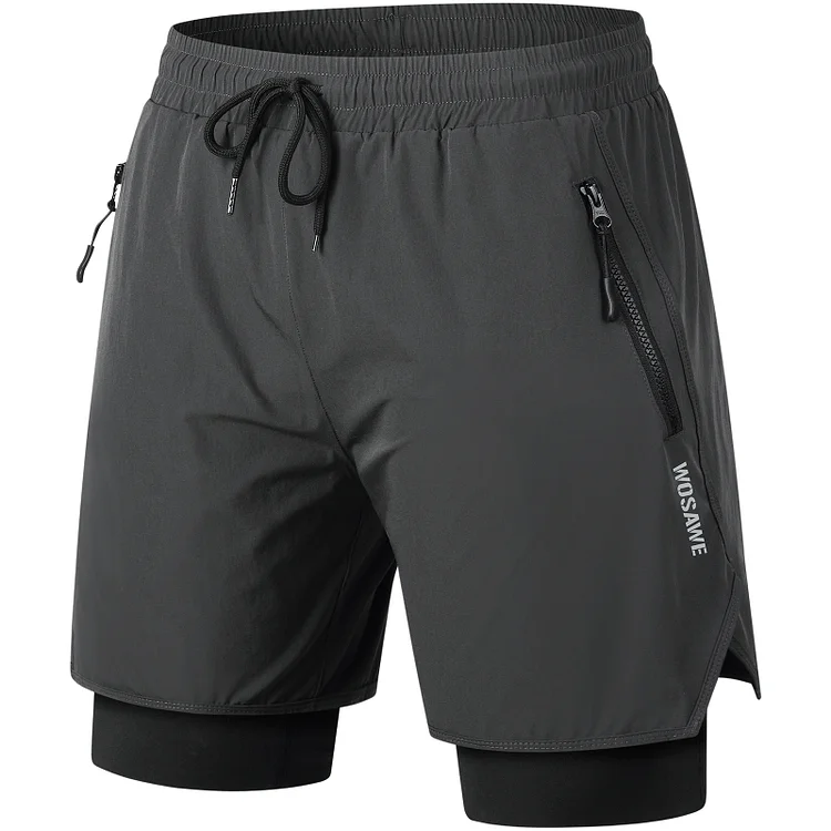 WOSAWE Unisex 2 in 1 Padded MTB Shorts With Inner Lining Functional Pockets