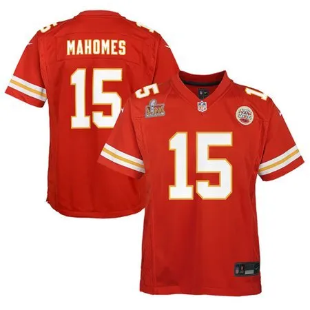 Youth Kansas City Chiefs #15 Patrick Mahomes  Red Super Bowl LIX Game Player Jersey