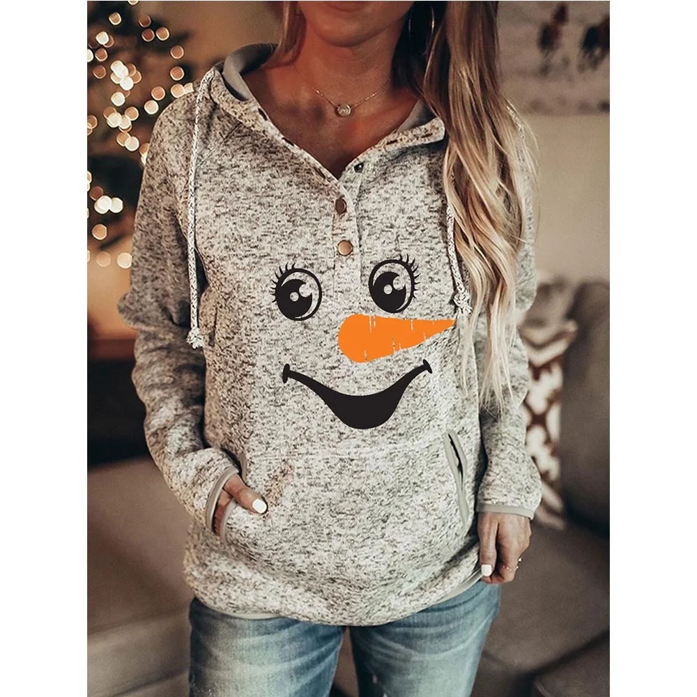 Women Sweater Christmas Hoodie Print Sweatshirt