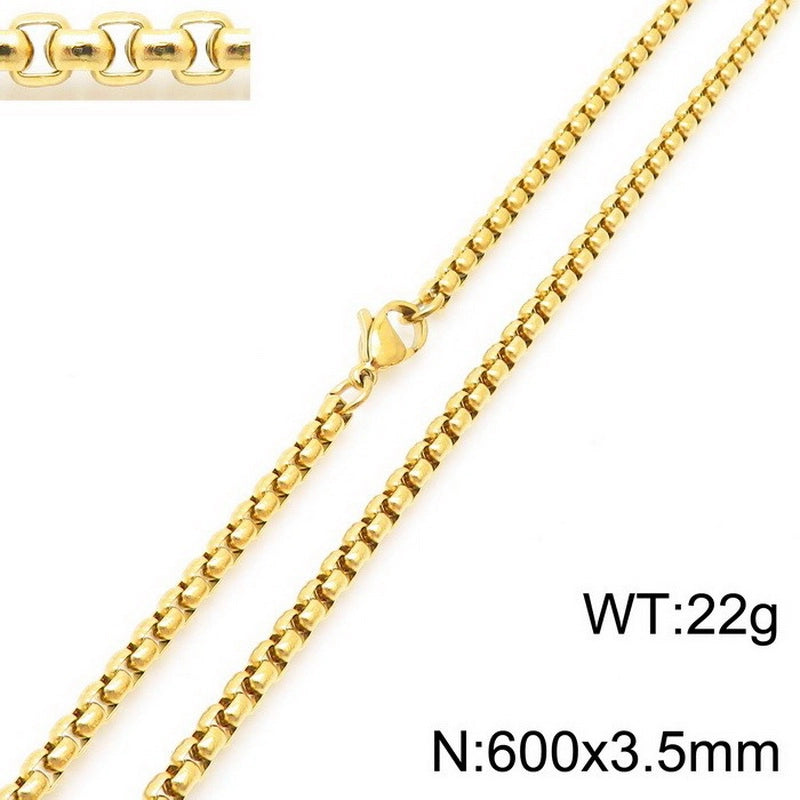 Fashion Classics Square Pearl Chain Men’s And Women’s Titanium Steel Necklace