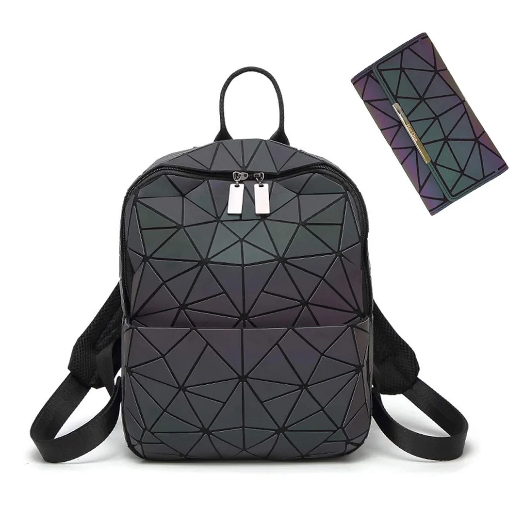 Fashion Backpack Geometric Backpack Holographic Reflective Backpacks