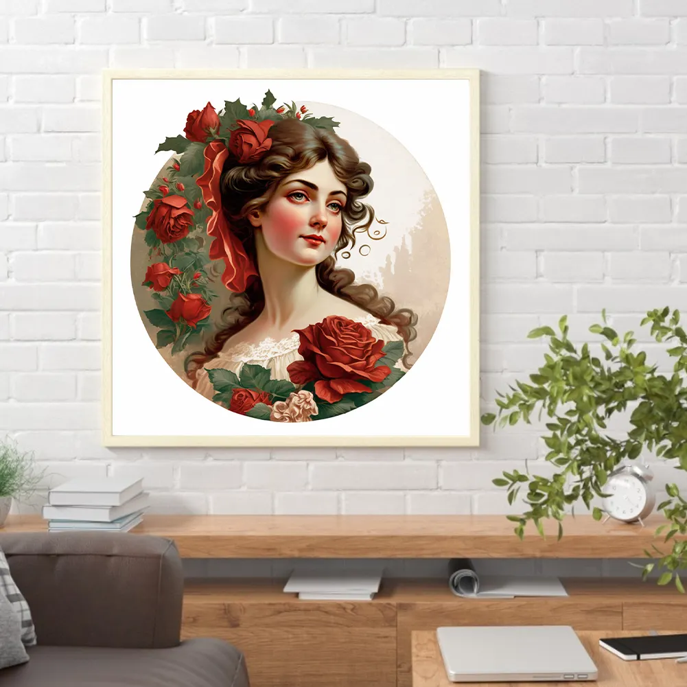 Diamond Painting - Full Round Drill - Lady Rose(Canvas|30*30cm)