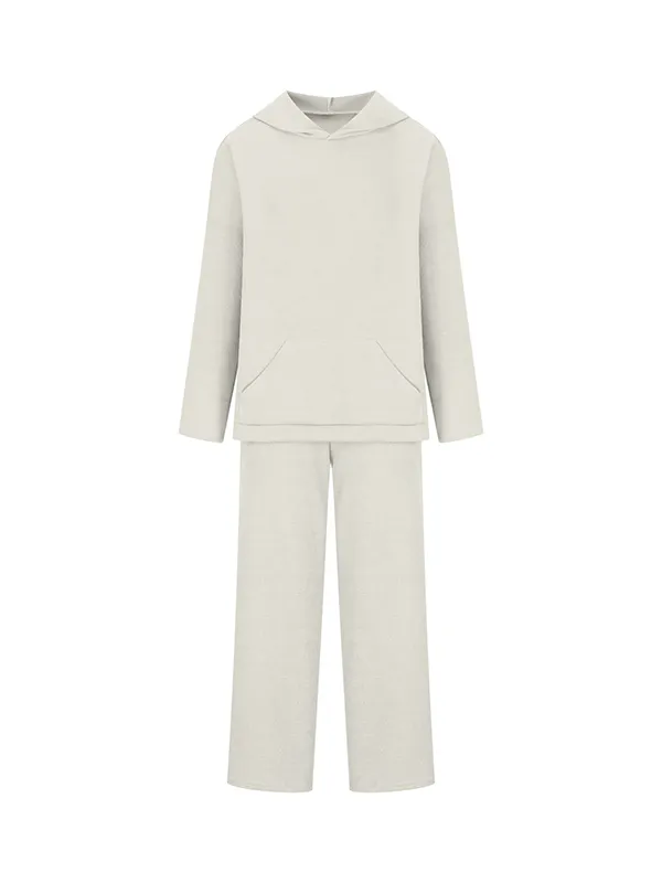 Contrast Trim Round Neck Top and Pants Sweater Set main image 0