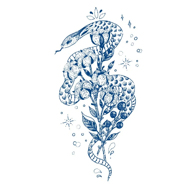 Juice Lasting Ink Tattoo Body Art Waterproof Temporary Sticker Snake Musical Note Women Totem Small Paw Rose Arm Fake Tattoos