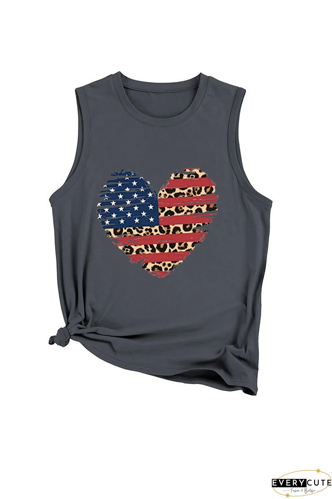 Peach Heart Flag Graphic Sleeveless T-shirt