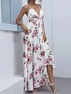 Floral Printed Plunging Condole Belt Maxi Dress