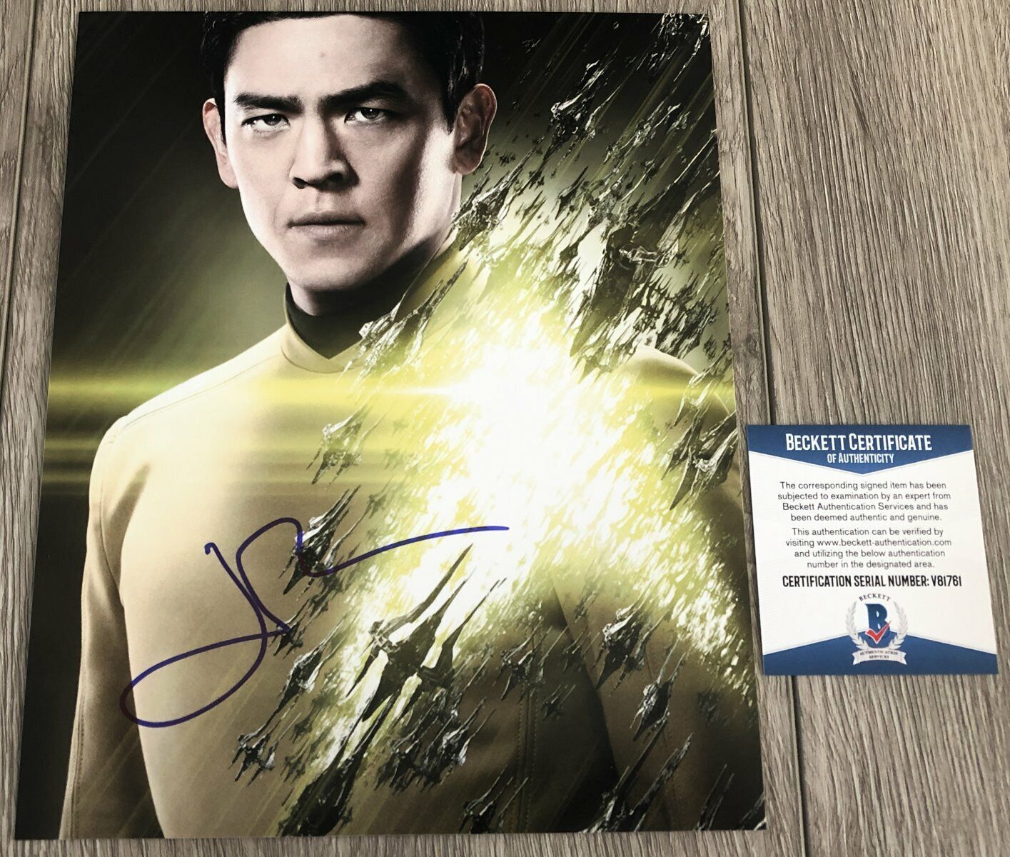 JOHN CHO STAR TREK SULU SIGNED AUTOGRAPH 8x10 Photo Poster painting wEXACT PROOF BECKETT BAS COA