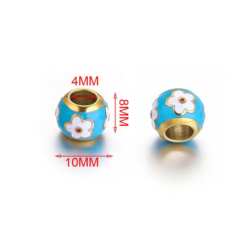 5 PCS/Package 10*8mm Hole 4~4.9mm 304 Stainless Steel Eye Flower Beads