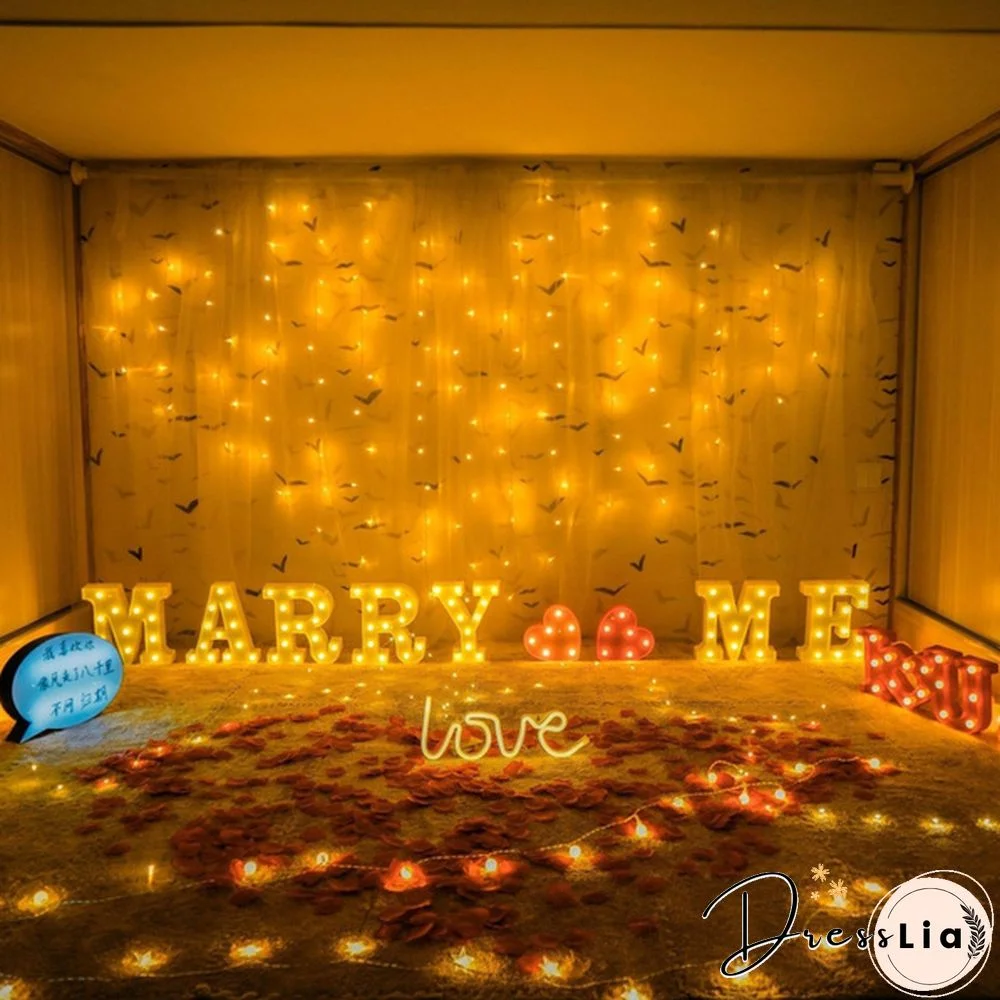 26 Letter LED Lights Luminous Number 0-9Lamp Wedding Birthday Christmas Decoration Decoration Battery Night Light Party Bedroom