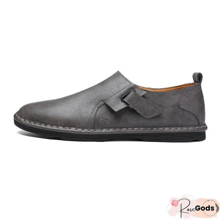 Men Casual Split Leather Shoes Plus Size Loafers Men Flats Shoes
