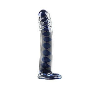 Blue Wave Curved Realistic Glass Dildo