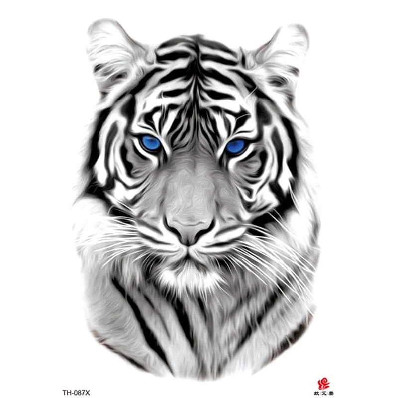 Waterproof Temporary Tattoo Sticker Lion King Clock Tiger Pattern Fake Tatto Black Body Art for Women Men Tattoo Sticker