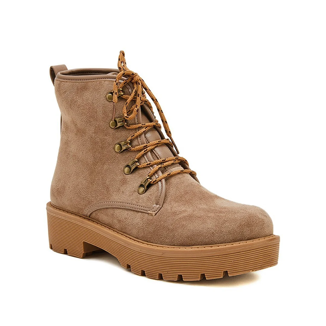 Women Trendy Suede Lace-Up Snow Boots