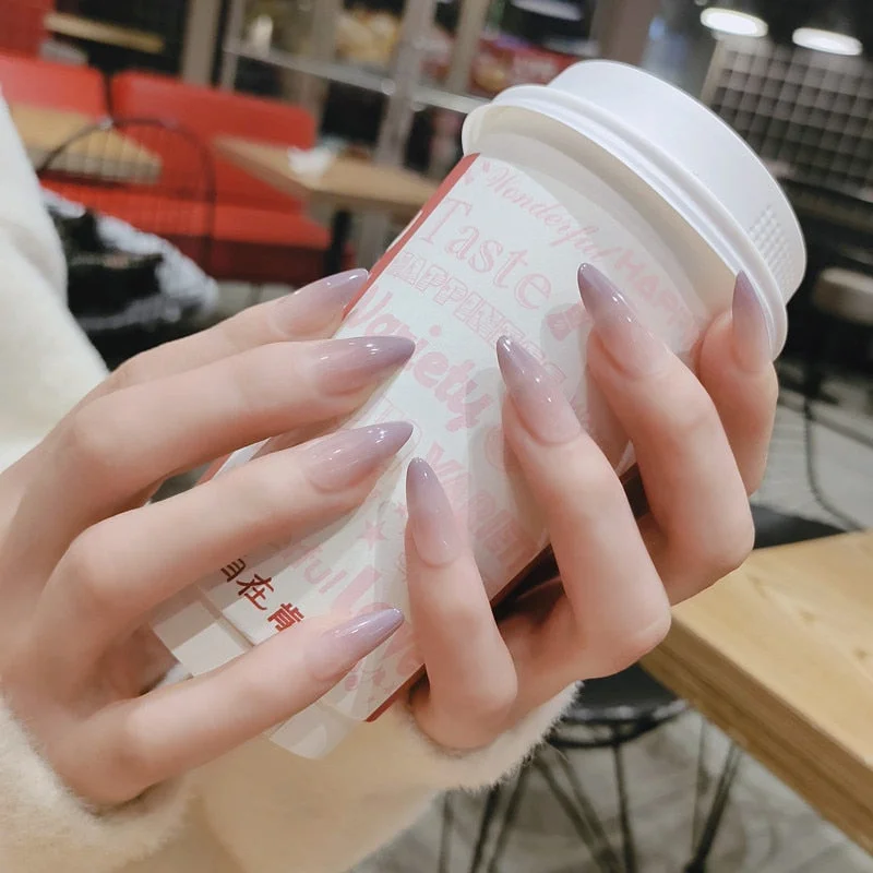 24PCS/box artificial nails with glue Gradients wear long paragraph fashion Manicure patch False nails press on for girls-Nail Inspo