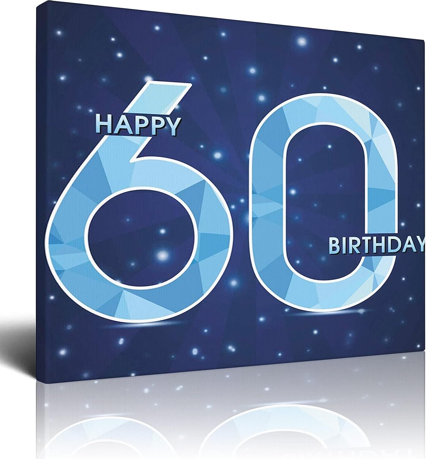 60th Birthday Canvas Wall Art Pictures for Living Room,Space Theme Stage with Star,Wall Decoration Decor Office Picture Framed Artwork Decor for Home Bedroom Decoration,Sky Blue - 16x20 Inch 16x20 Inch