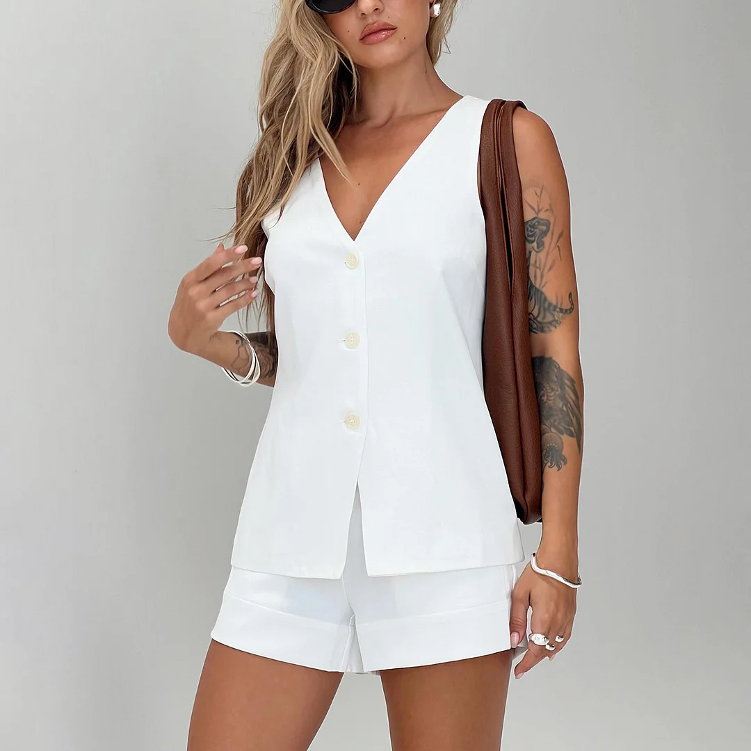 Trendy Cotton Women's Vest Shorts Comfortable Two-Piece Set