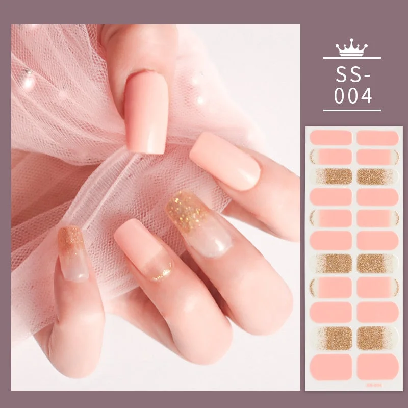 22Tips Colorful Nail Stickers Nail Accesoires Full Cover Stickers for Nails Self Adhesive Nail Art Nails Sticker Designer Shiny