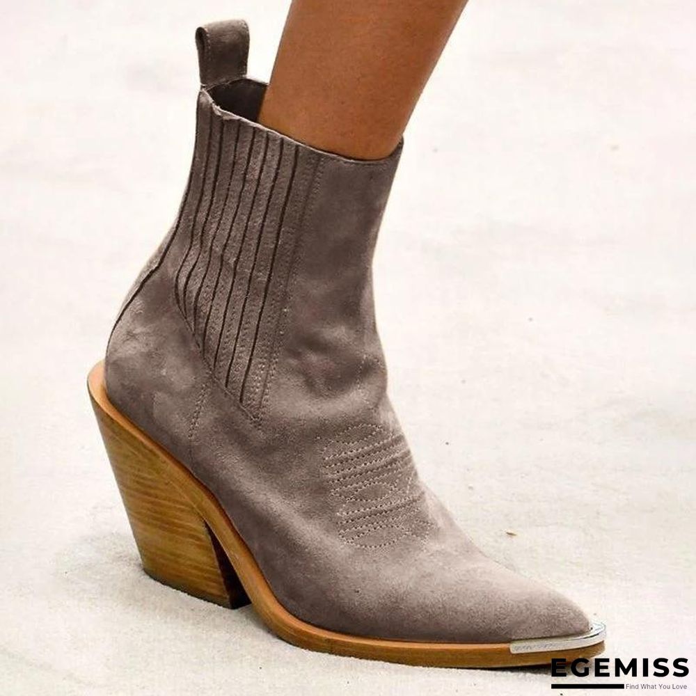Chunky Heel Pointed Ankle Boots | EGEMISS