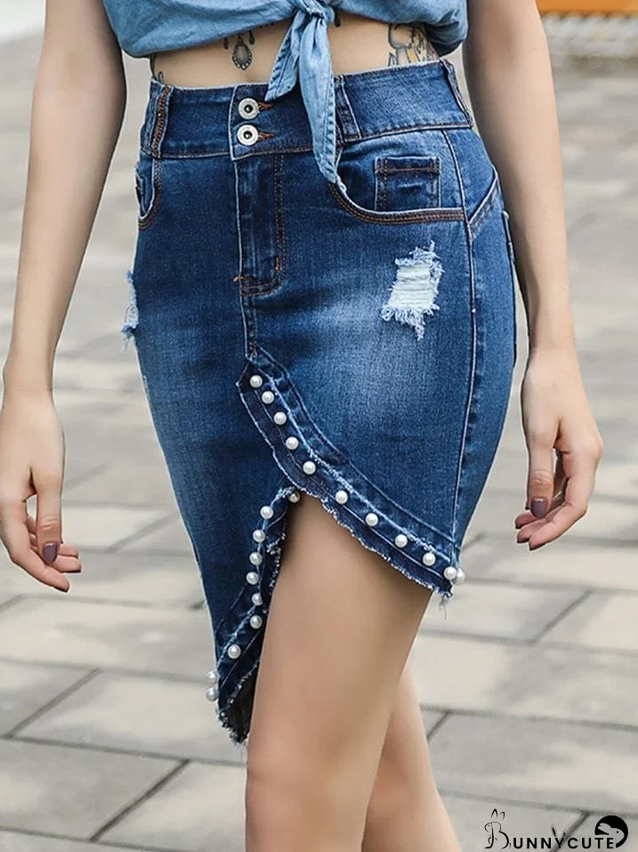 Full Size Buttoned Denim Skirt