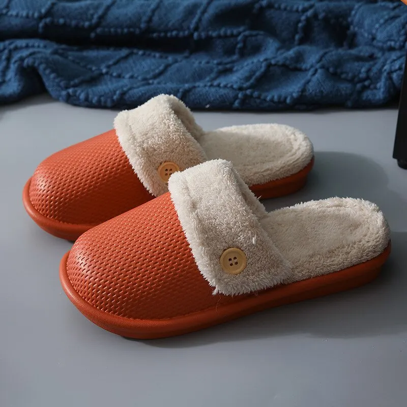 Eva Plush Lining Warmth Home Slippers Autumn Winter Wear Waterproof Thick-Soled Non-Slip Slippers Indoor Household Couple Shoes