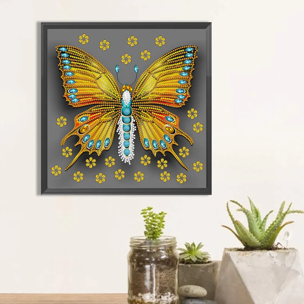 Diamond Painting - Partial Special Shaped Drill - Butterfly Dragonfly(Canvas|30*30cm)