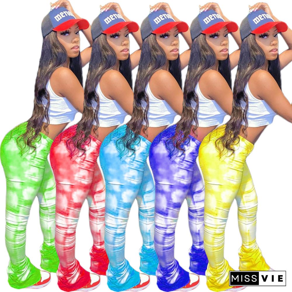 Women's Wholesale Tie-dye Printed Bell-bottom Trousers