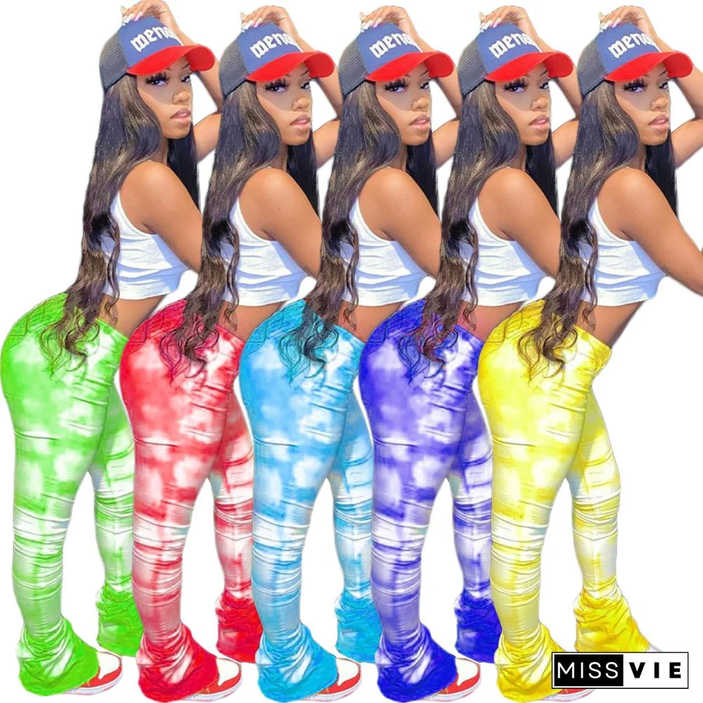 Women's Wholesale Tie-dye Printed Bell-bottom Trousers