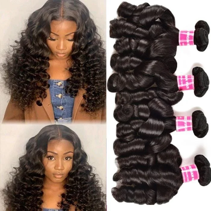 Funmi Curly 4 Bundles Virgin Human Hair Weave Loose Curly Hair