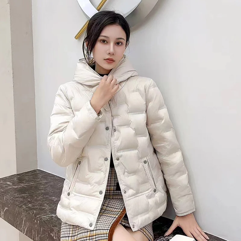 Woherb Autumn And Winter New Fashion Pressure Glue In The Thin Down Jacket Female Hood Short Fashion Warm Winter Dress Coat Tide-Outfit Ideas