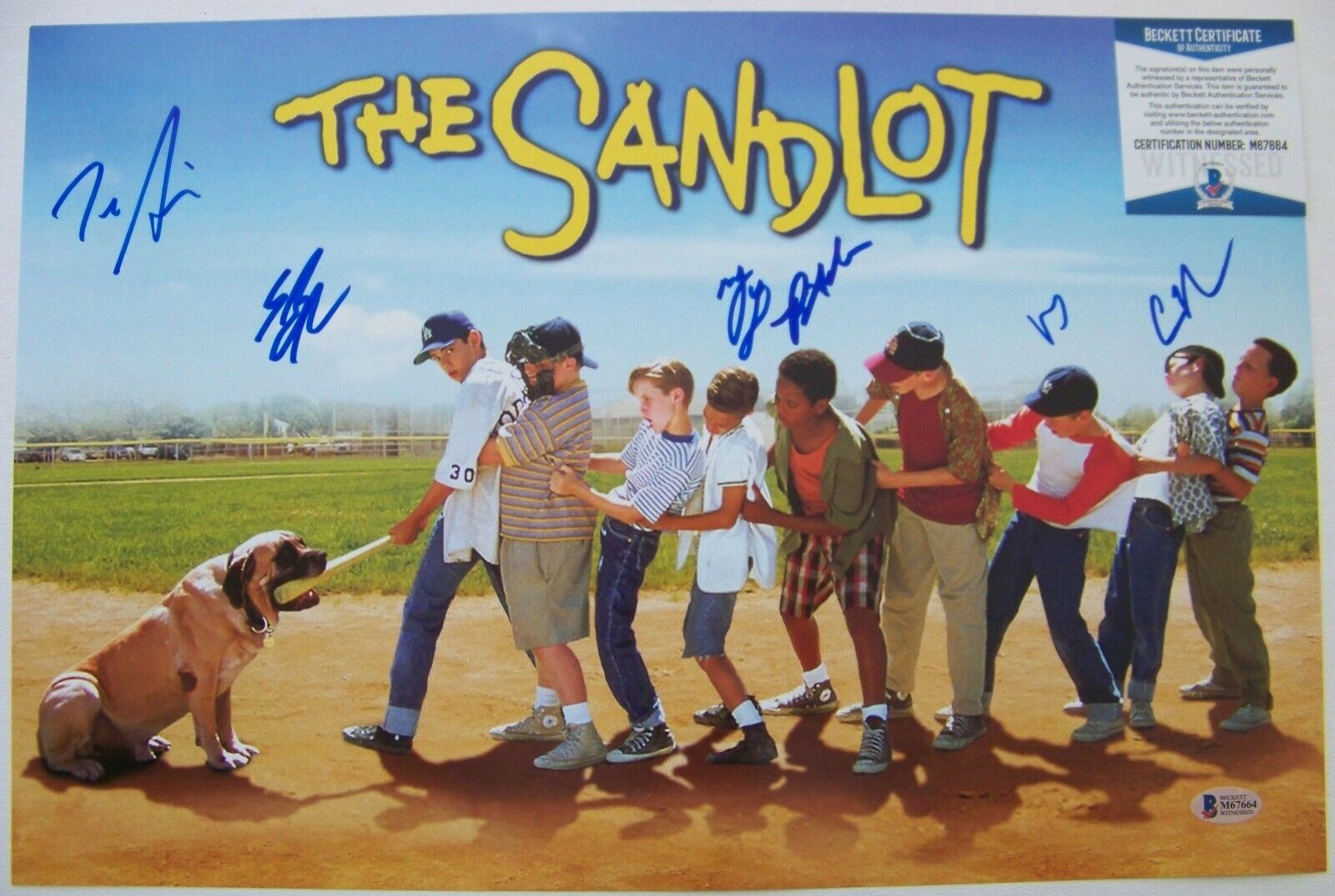 Sandlot 12x18 Photo Poster painting Signed Leopardi Guiry Squint Smalls Yeah Yeah Repeat BAS COA