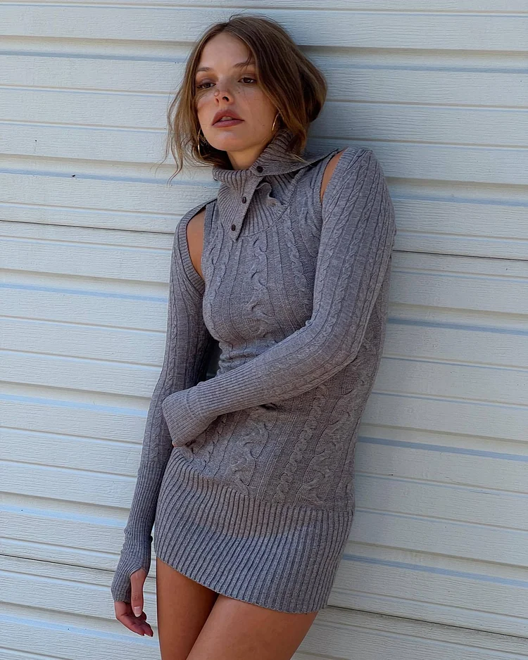 🔥Buy 2 Free Shipping 🔥Long Sleeve Sleeveless Reversible Knit Dress