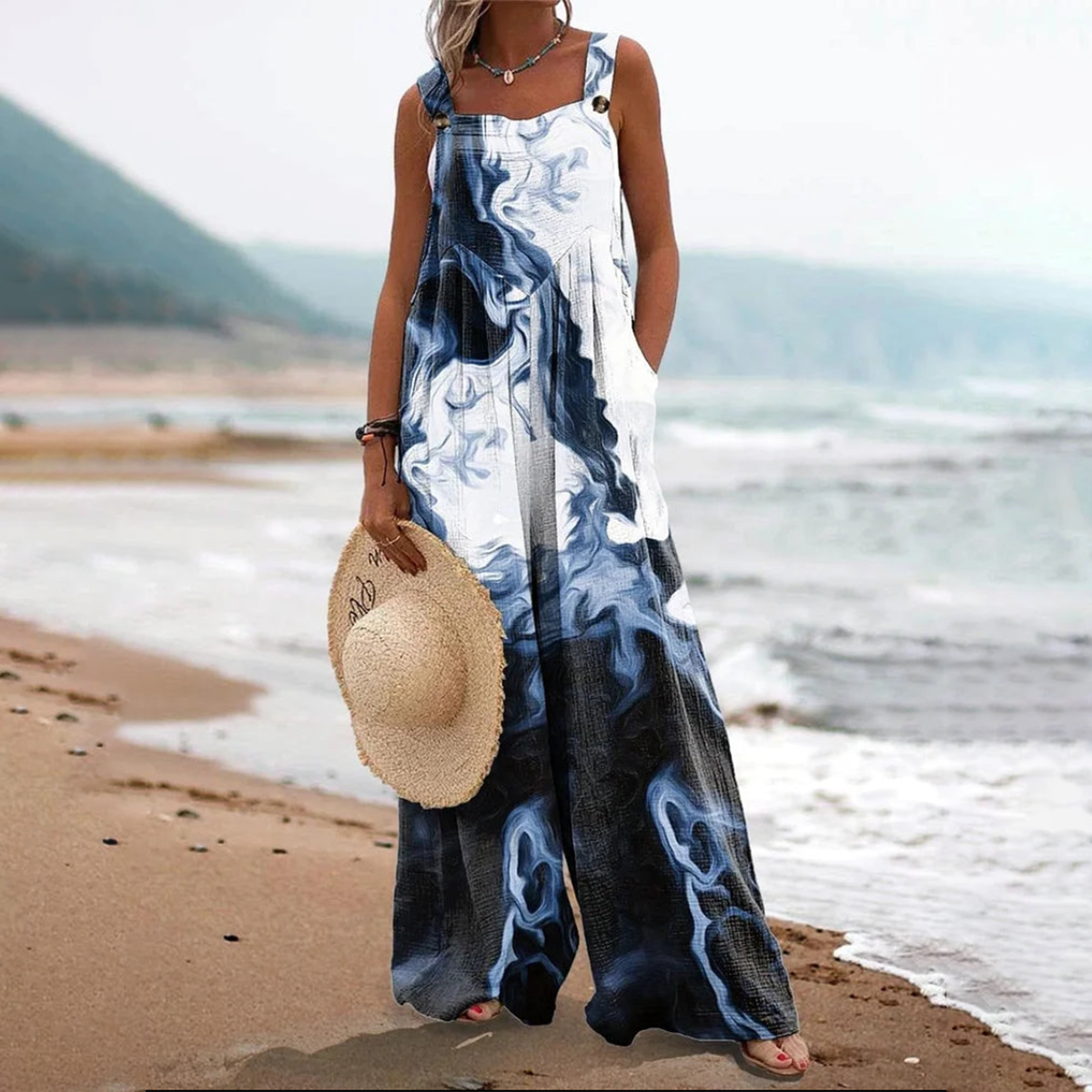 Fresh Blue Sleeveless Jumpsuit