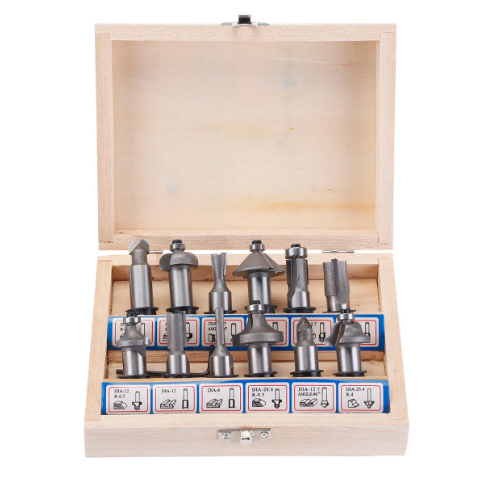 12/15pcs Silver Router Bit Set Tungsten Carbide Woodworking Cutter Rotary Tool