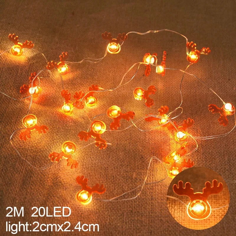 2M 20LED Santa Claus Snowflake LED Light String Christmas Decoration For Home Xmas Tree Ornament 2021 Navidad Kids Gift New Year