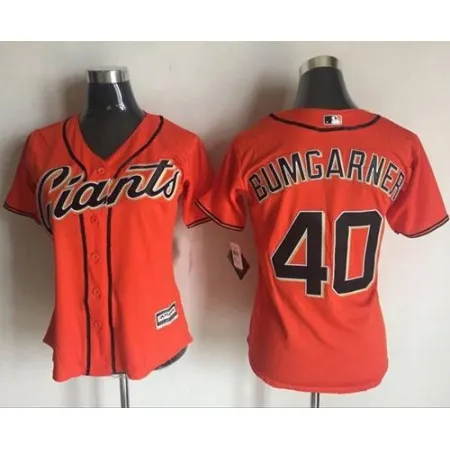 Giants #40 Madison Bumgarner Orange Women's Alternate Stitched MLB Jersey