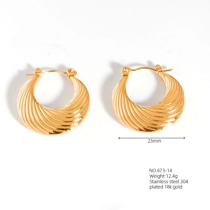 1 Pair Casual Modern Style Classic Style U Shape Geometric 304 Stainless Steel Titanium Steel 18K Gold Plated Earrings