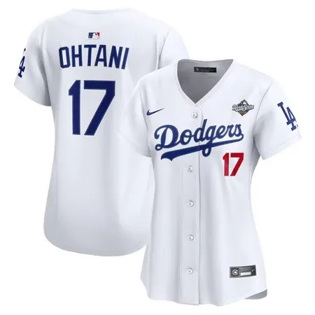 Women's Los Angeles Dodgers #17 Shohei Ohtani  White 2025 World Series Home Limited Jersey