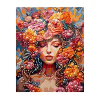 Floral Hair Woman - Pearls Painting